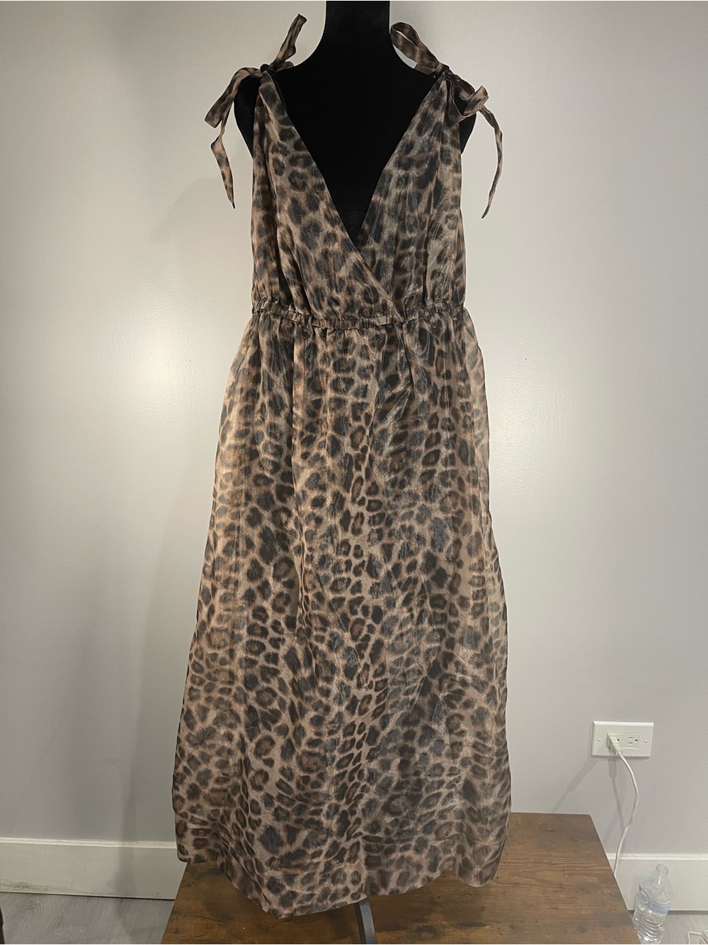 Daniel Rainn Anthropologie Leopard Print Tie-Shoulder Maxi Dress Sz. 2x